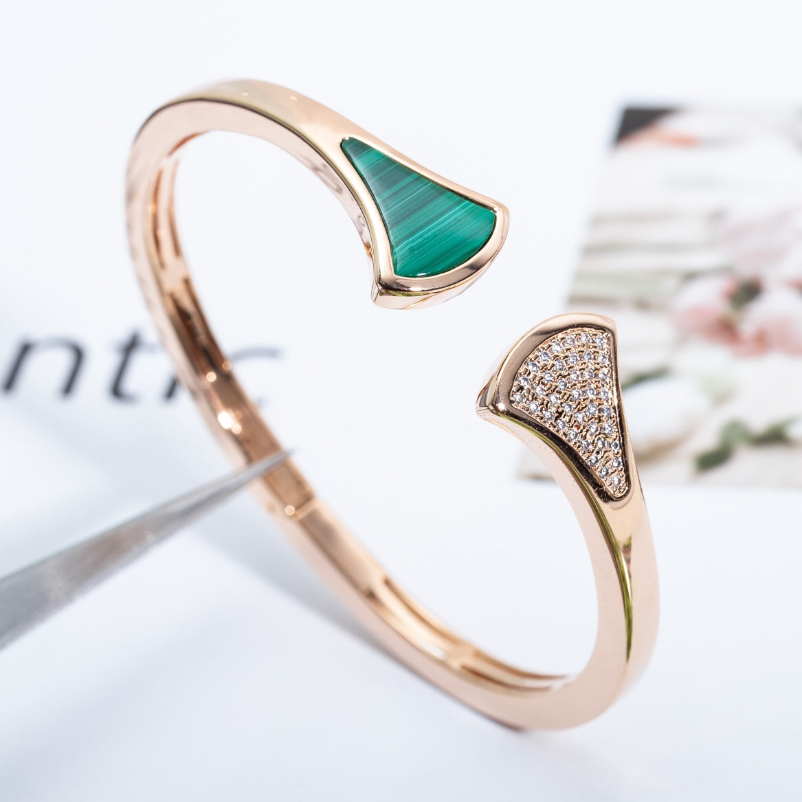[⭐⭐JeweliWhal]DREAM BRACELET OPEN MALACHITE PINK GOLD