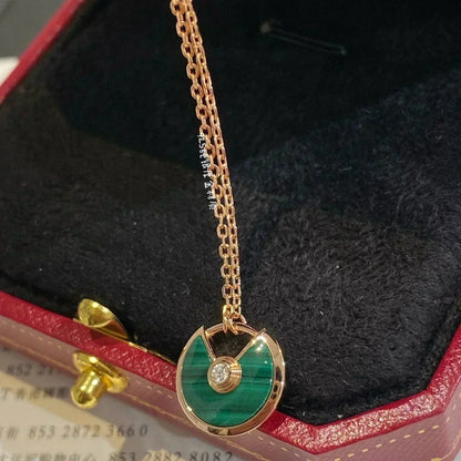 [⭐⭐JeweliWhal]AMULETTE HALSKETTE AUS ROSEGOLD MIT MALACHIT