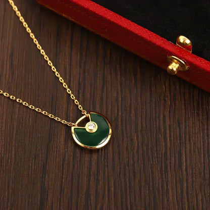 [⭐⭐JeweliWhal]AMULETTE GOLD MALACHIT HALSKETTE