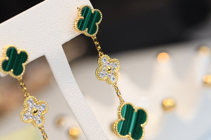 [⭐⭐JeweliWhal]CLOVER EARRINGS GOLD MALACHITE DIAMOND 3 MOTIF