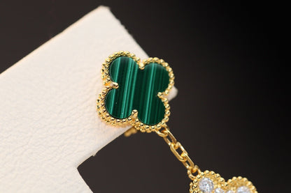 [⭐⭐JeweliWhal]CLOVER EARRINGS GOLD MALACHITE DIAMOND 3 MOTIF