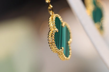 [⭐⭐JeweliWhal]CLOVER EARRINGS GOLD MALACHITE DIAMOND 3 MOTIF