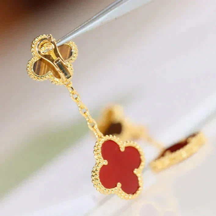 [⭐⭐JeweliWhal]CLOVER  2 MOTIF  TIGER EYE CARNELIAN EARRINGS