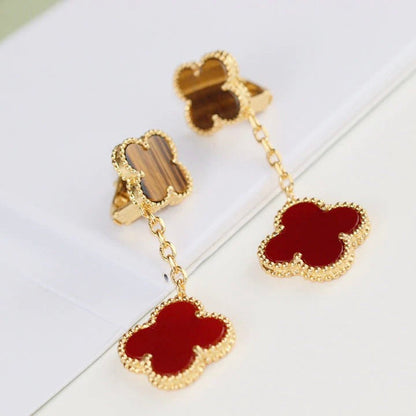 [⭐⭐JeweliWhal]CLOVER  2 MOTIF  TIGER EYE CARNELIAN EARRINGS