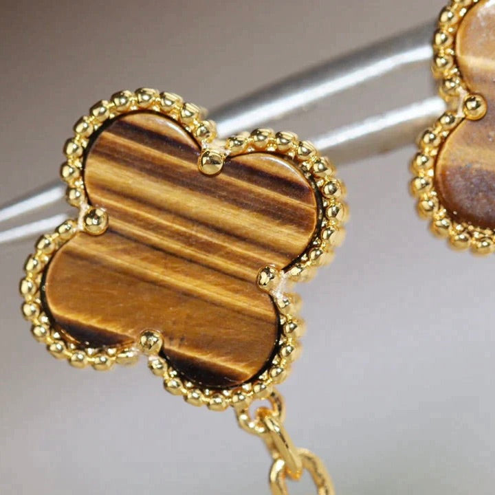 [⭐⭐JeweliWhal]CLOVER  2 MOTIF  TIGER EYE CARNELIAN EARRINGS