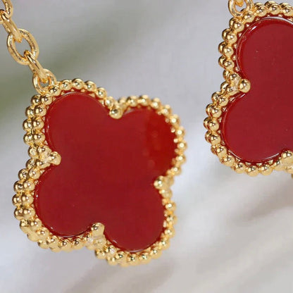 [⭐⭐JeweliWhal]CLOVER  2 MOTIF  TIGER EYE CARNELIAN EARRINGS