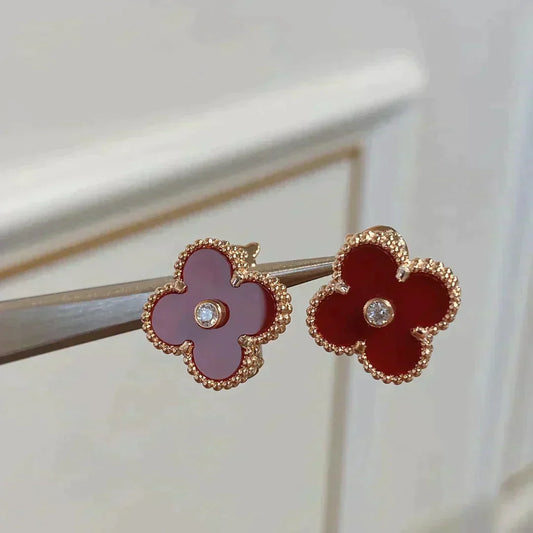 [⭐⭐JeweliWhal]CLOVER MEDIUM 1 MOTIV KARNELIAN DIAMANT Ohrringe