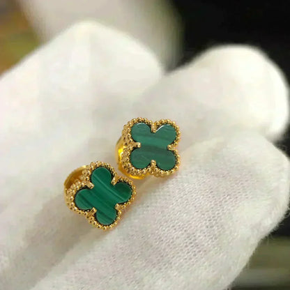 [⭐⭐JeweliWhal]CLOVER MINI 9.5MM MALACHITE  EARRINGS