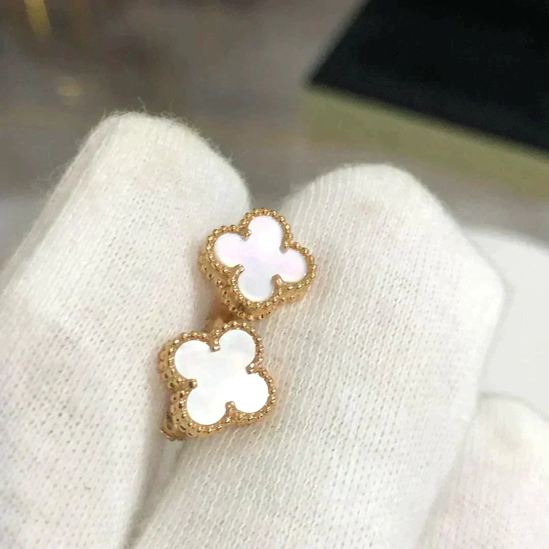 [⭐⭐JeweliWhal]CLOVER MINI 9,5MM WEISSE PERLMUTT-OHRRINGE
