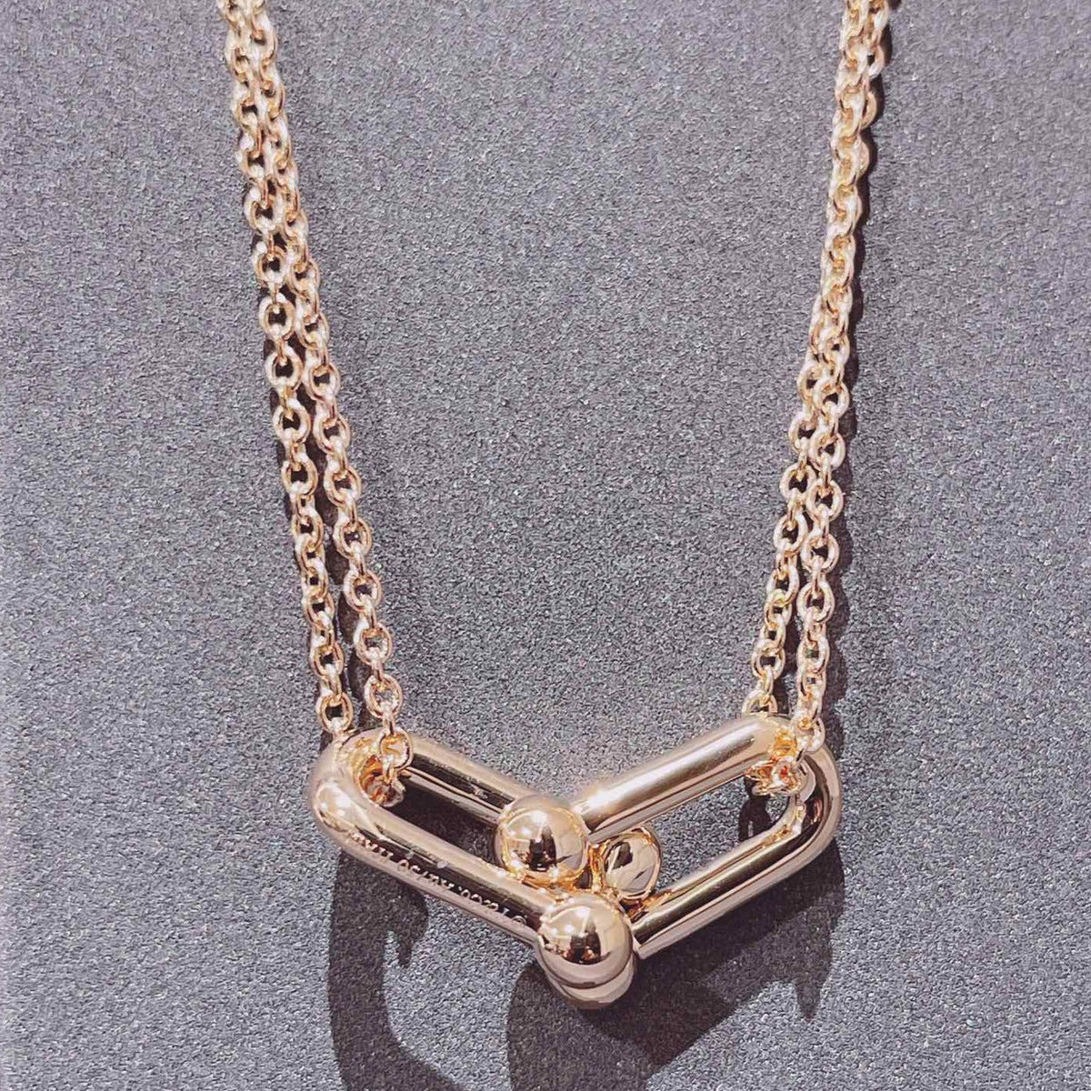 [JeweliWhal]HARDWEAR DOUBLE LINK PEDANT PINK GOLD NECKLACE