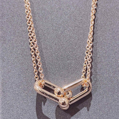[JeweliWhal]HARDWEAR DOUBLE LINK PEDANT PINK GOLD NECKLACE