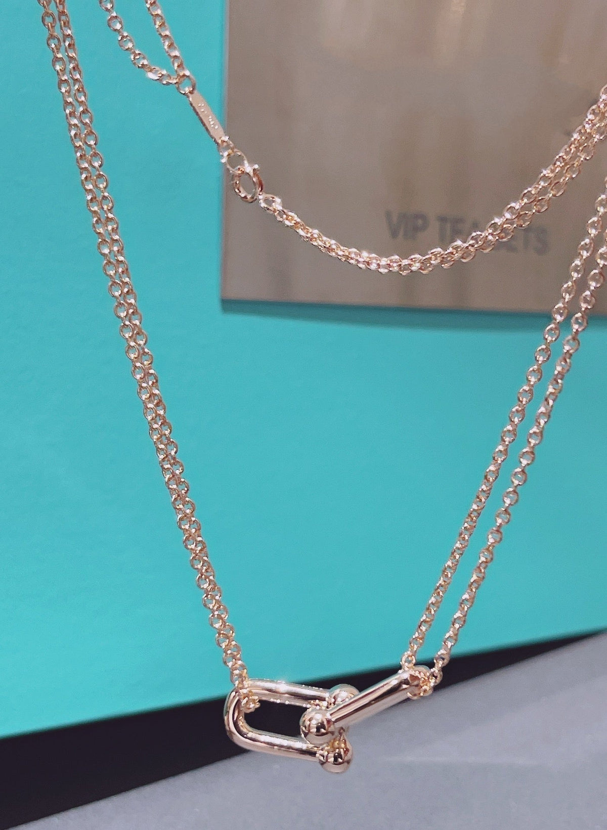 [JeweliWhal]HARDWEAR DOUBLE LINK PEDANT PINK GOLD NECKLACE