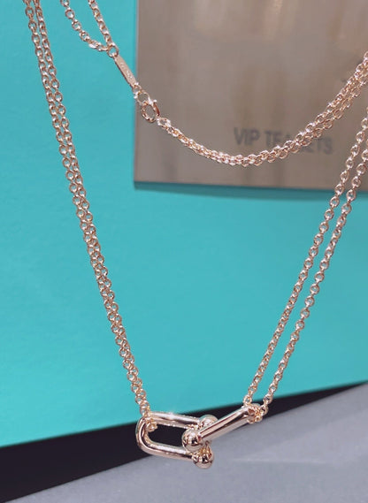 [JeweliWhal]HARDWEAR DOUBLE LINK PEDANT PINK GOLD NECKLACE
