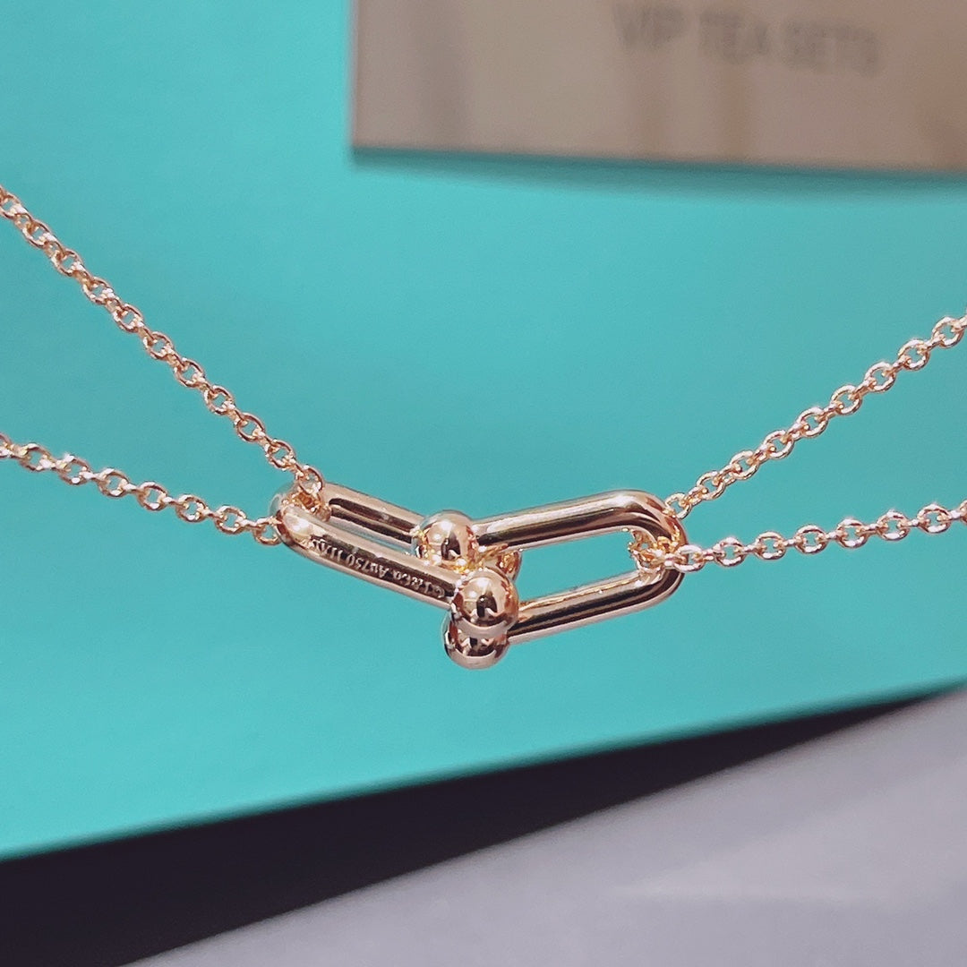 [JeweliWhal]HARDWEAR DOUBLE LINK PEDANT PINK GOLD NECKLACE