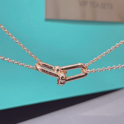 [JeweliWhal]HARDWEAR DOUBLE LINK PEDANT PINK GOLD NECKLACE