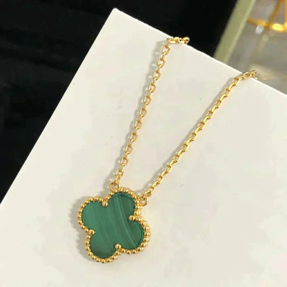 [⭐⭐JeweliWhal]CLOVER 15MM MALACHITE SINGLE FLOWER  NECKLACE