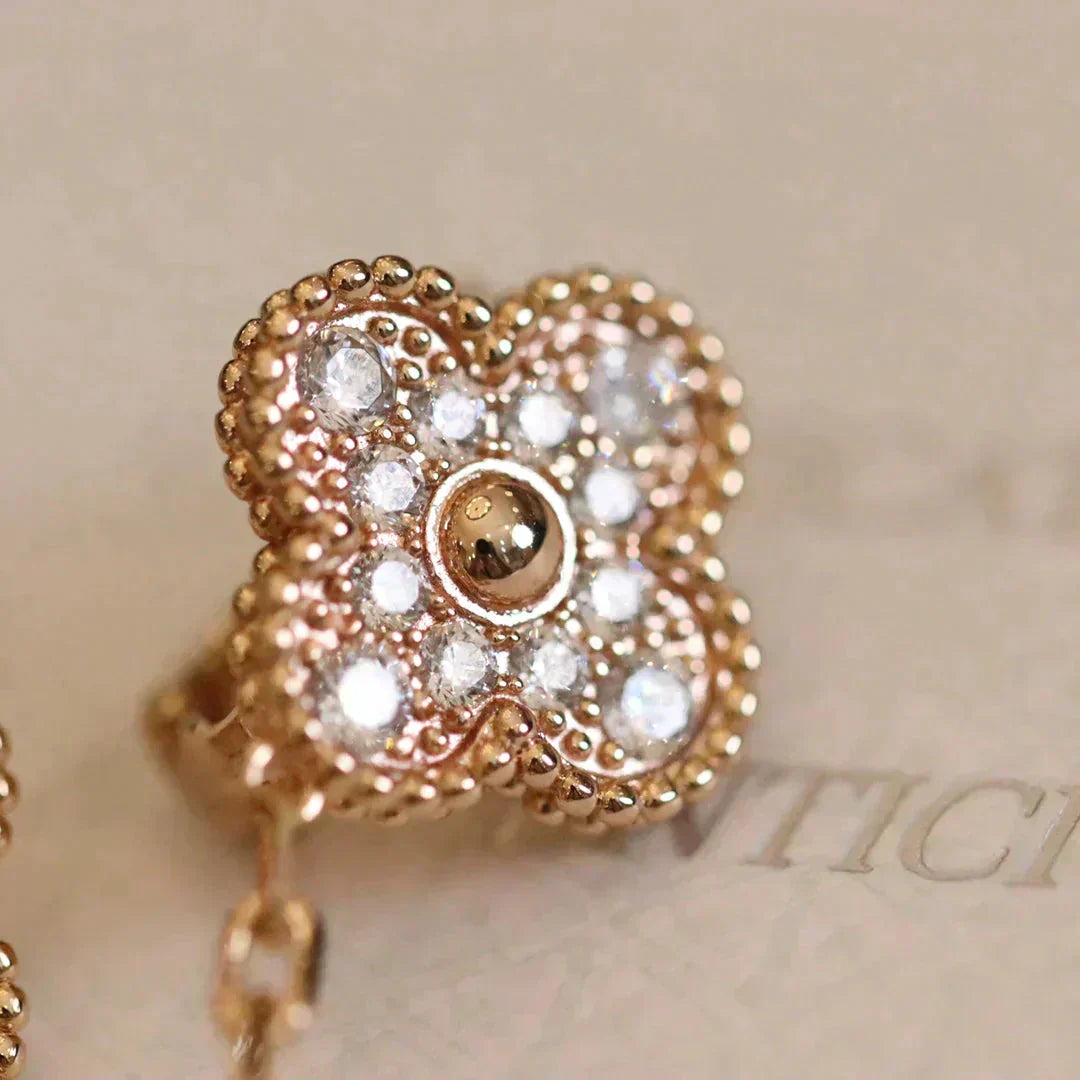 [⭐⭐JeweliWhal]CLOVER MEDIUM 1 MOTIFS FUll DIAMOND EARRINGS