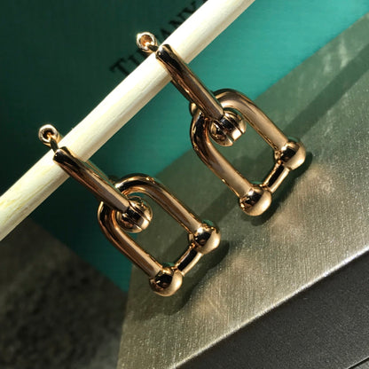 [JeweliWhal]HARDWARE DROP EARRINGS DOUBLE LINK