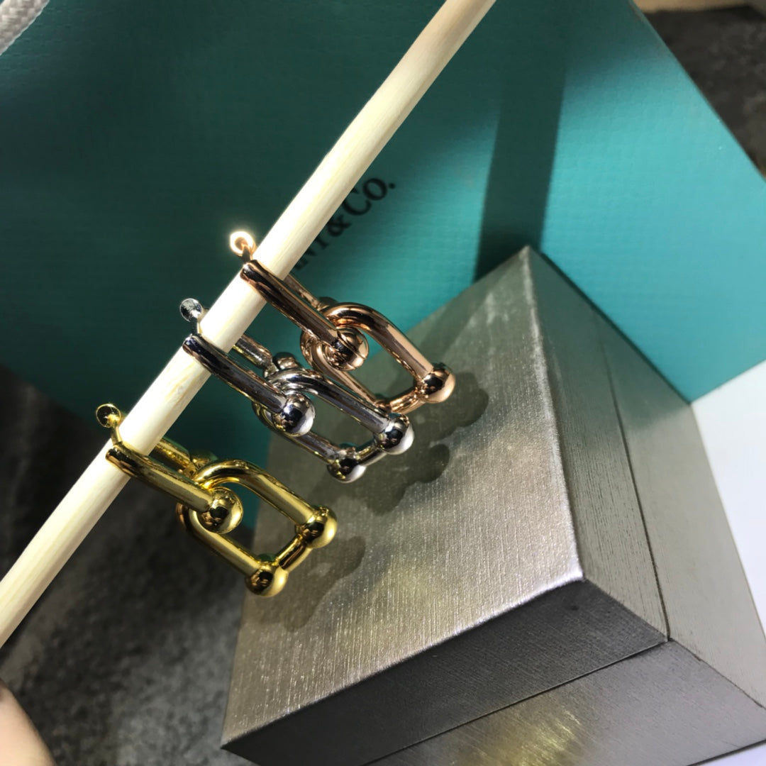 [JeweliWhal]HARDWARE DROP EARRINGS DOUBLE LINK