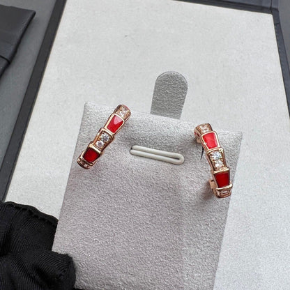 [⭐⭐JeweliWhal]SERPENTI CARNELIAN PINK GOLD EARRINGS