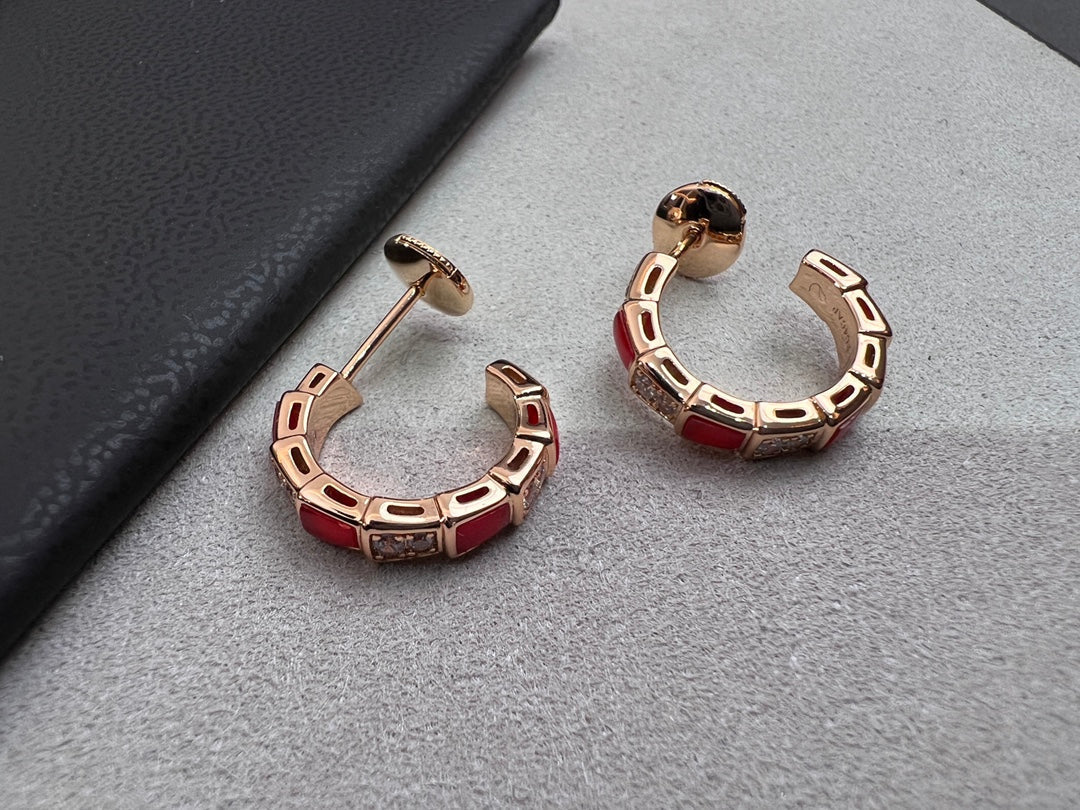 [⭐⭐JeweliWhal]SERPENTI CARNELIAN PINK GOLD EARRINGS