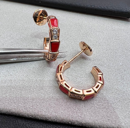 [⭐⭐JeweliWhal]SERPENTI CARNELIAN PINK GOLD EARRINGS