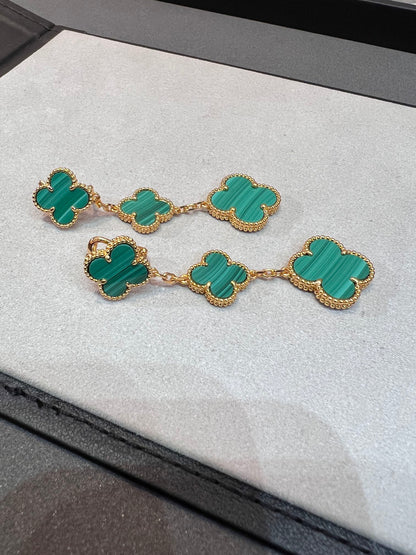 [⭐⭐JeweliWhal]CLOVER MALACHITE 3 MOTIFS GOLD
