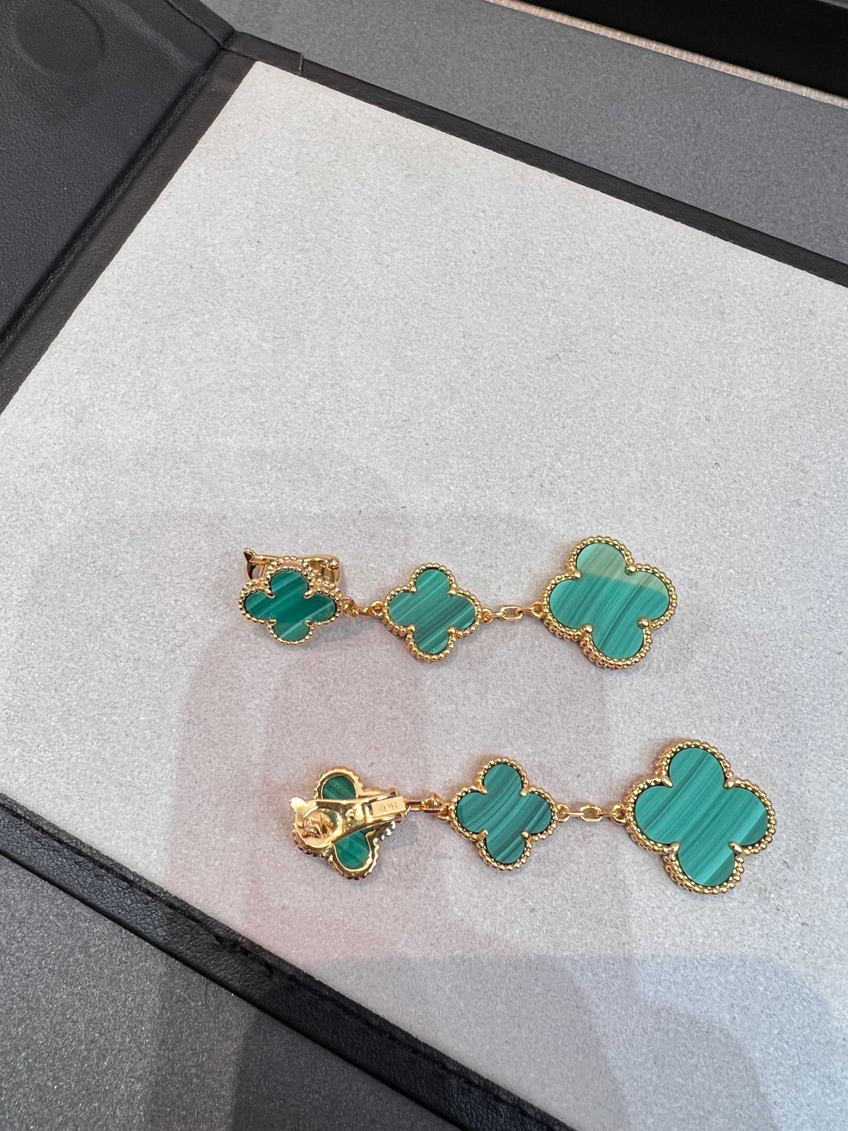 [⭐⭐JeweliWhal]CLOVER MALACHITE 3 MOTIFS GOLD