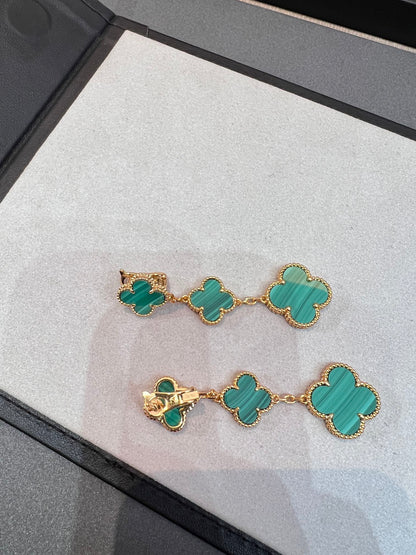 [⭐⭐JeweliWhal]CLOVER MALACHITE 3 MOTIFS GOLD