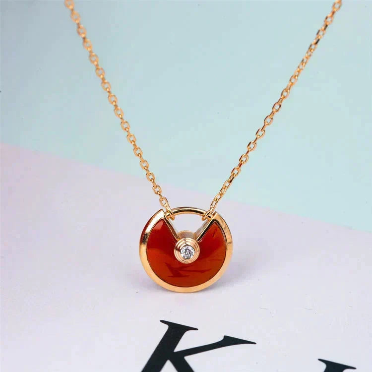 [⭐⭐JeweliWhal]AMULETTE GOLD KARNEOL ONYX HALSKETTE
