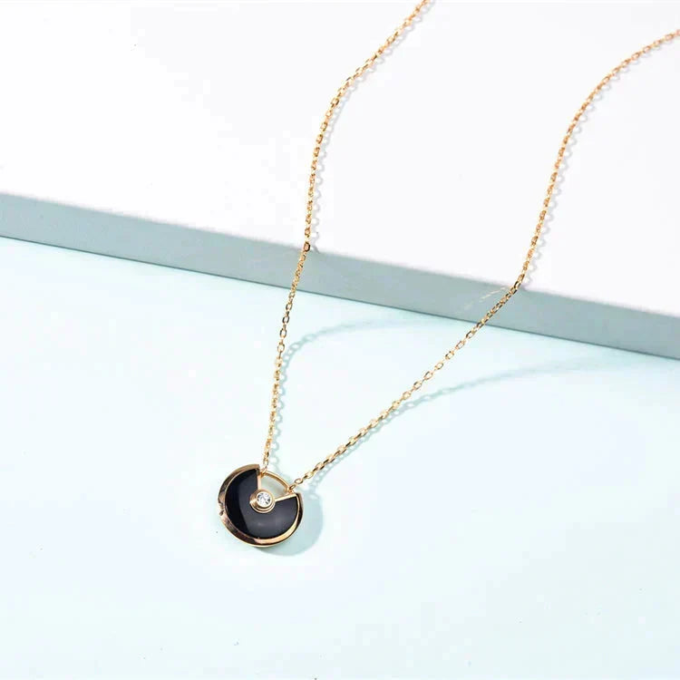 [⭐⭐JeweliWhal]AMULETTE GOLD KARNEOL ONYX HALSKETTE