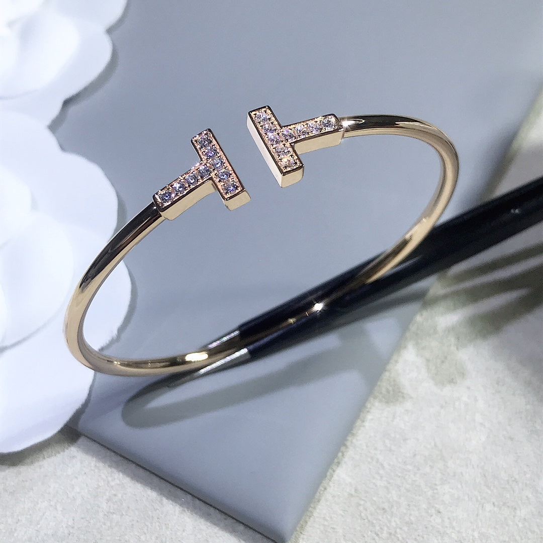 [JeweliWhal]T BRACELET PINK GOLD 1.8MM DIAMOND