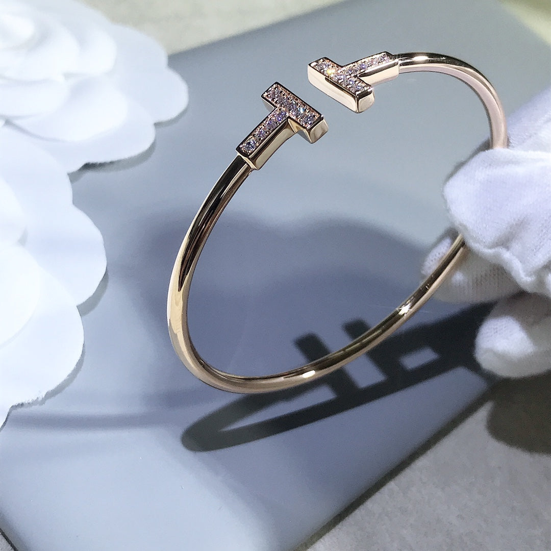 [JeweliWhal]T BRACELET PINK GOLD 1.8MM DIAMOND