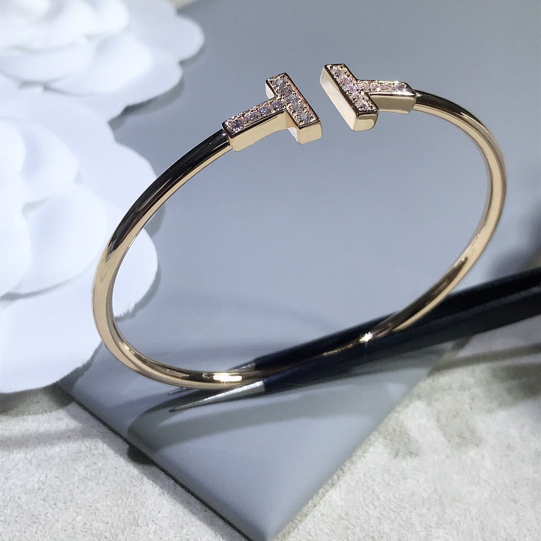 [JeweliWhal]T BRACELET PINK GOLD 1.8MM DIAMOND