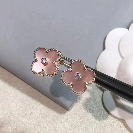 [⭐⭐JeweliWhal]CLOVER MEDIUM 1 MOTIV ROSA PERLMUTT DIAMANT OHRRINGE