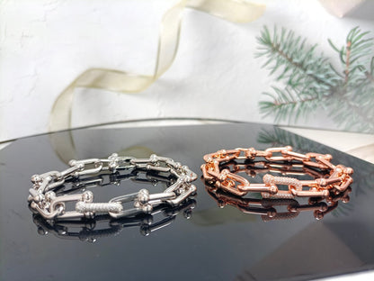 [JeweliWhal]HARDWEAR BRACELET PINK GOLD AND SILVER DIAMOND