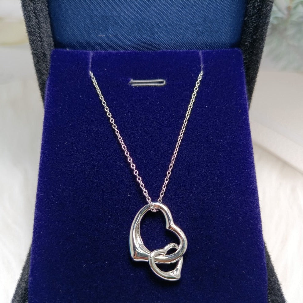 [JeweliWhal]DOUBLE HEART SILVER NECKLACE