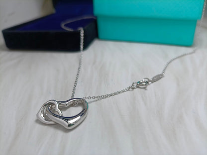 [JeweliWhal]DOUBLE HEART SILVER NECKLACE