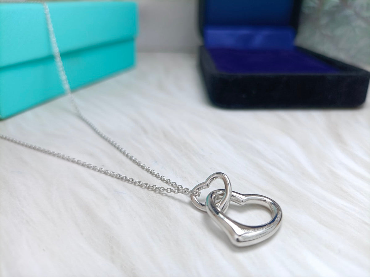[JeweliWhal]DOUBLE HEART SILVER NECKLACE