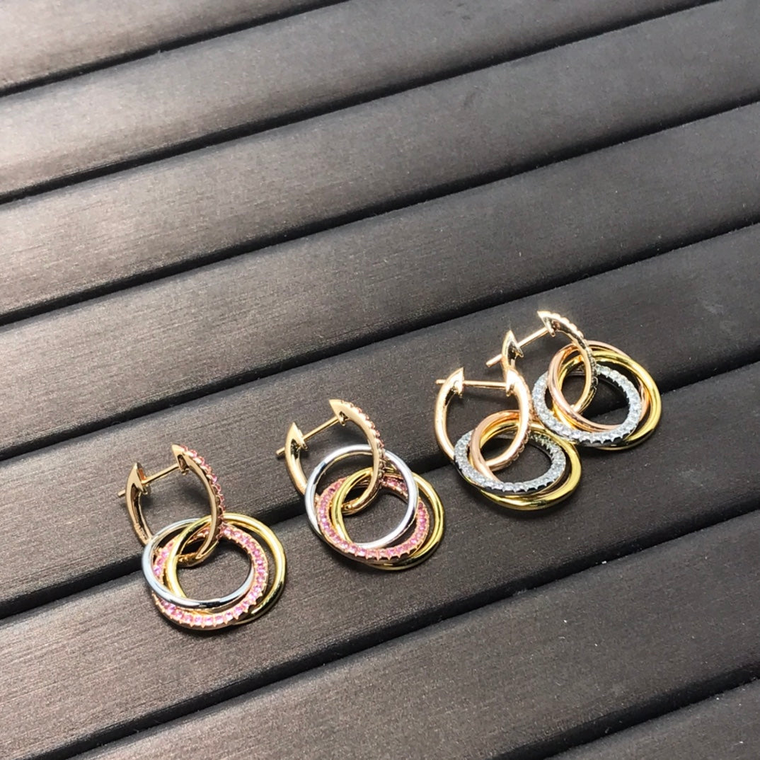 [JeweliWhal]TRINITY EARRINGS GOLD DIAMOND