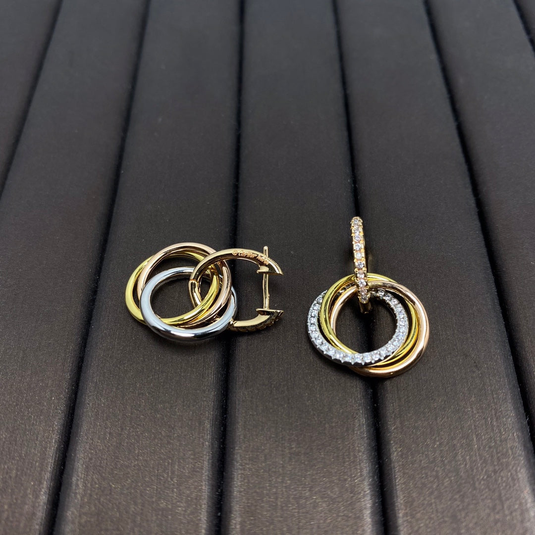 [JeweliWhal]TRINITY EARRINGS GOLD DIAMOND