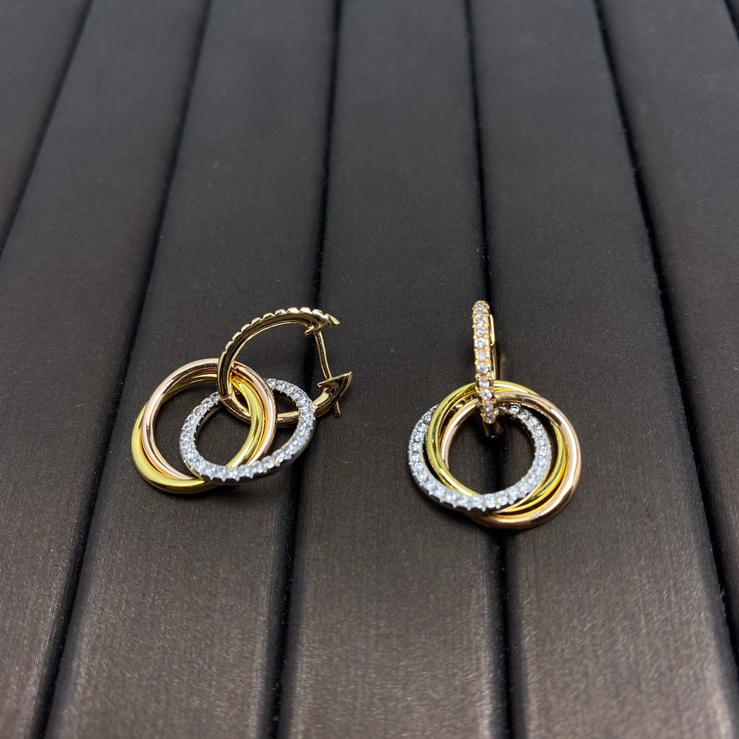 [JeweliWhal]TRINITY EARRINGS GOLD DIAMOND