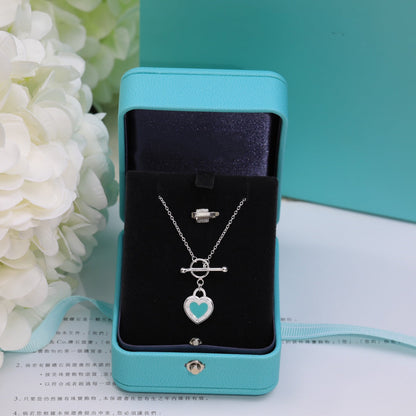 [JeweliWhal]DOUBLE HEART BLUE NECKLACE