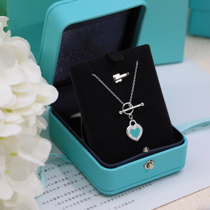 [JeweliWhal]DOUBLE HEART BLUE NECKLACE