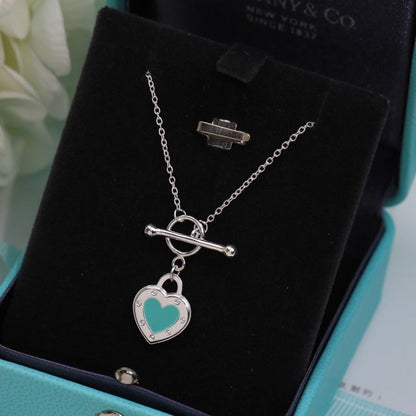 [JeweliWhal]DOUBLE HEART BLUE NECKLACE