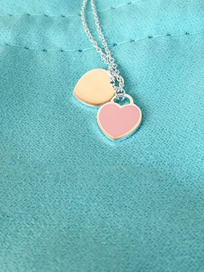 [JeweliWhal]DOUBLE HEART PEDANT SILVER NECKLACE