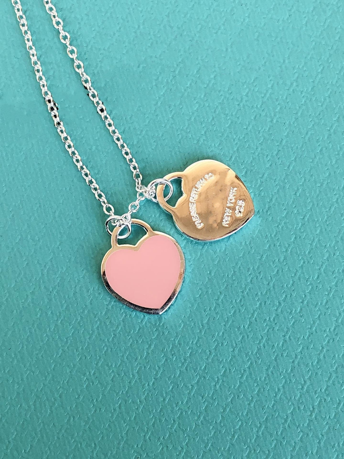 [JeweliWhal]DOUBLE HEART PEDANT SILVER NECKLACE