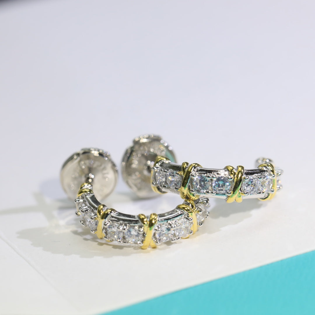 [JeweliWhal]TWENTY STONE HOOP GOLD EARRINGS
