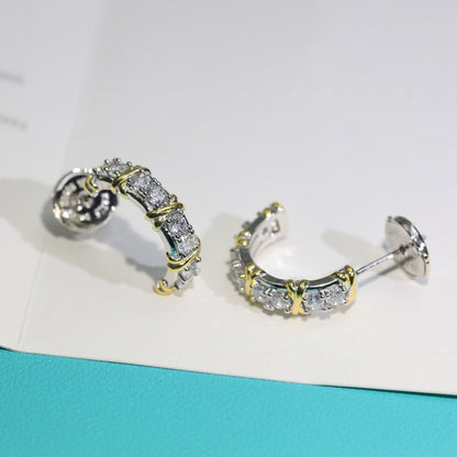 [JeweliWhal]TWENTY STONE HOOP GOLD EARRINGS