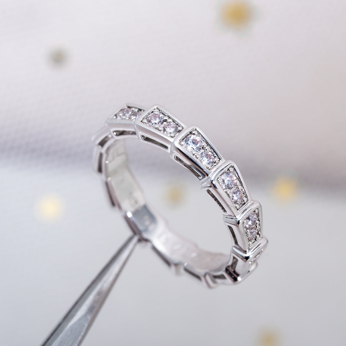 [⭐⭐JeweliWhal]SERPENTI RING SILBER MIT DIAMANT-PAVÉ 3MM